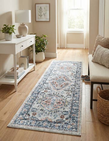 Ivory Kamala Washable Runner Rug