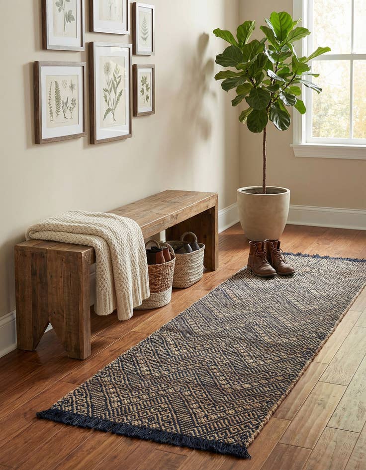 Detail image of 2' 7 x 10'  Hand Braided Jute Runner Rug