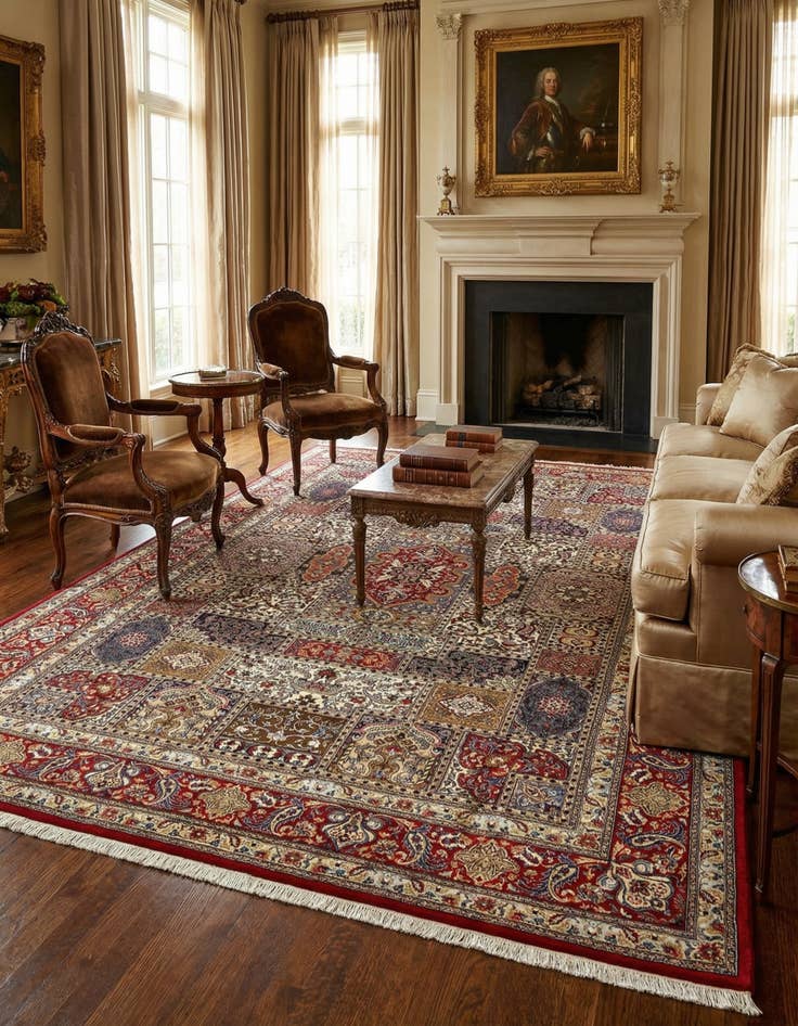 Detail image of 8' 2 x 11' 8  Hand Knotted Qom Persian Rug