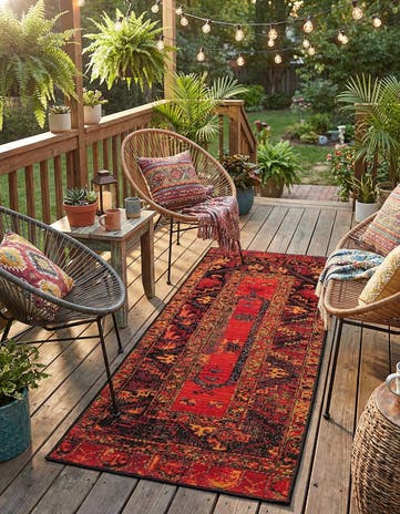 2' x 4' Easy-Clean Tribal Indoor / Outdoor Runner Rug