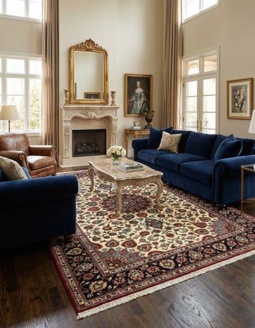 6' 9 x 9' 4 Hand Knotted Qom Persian Rug