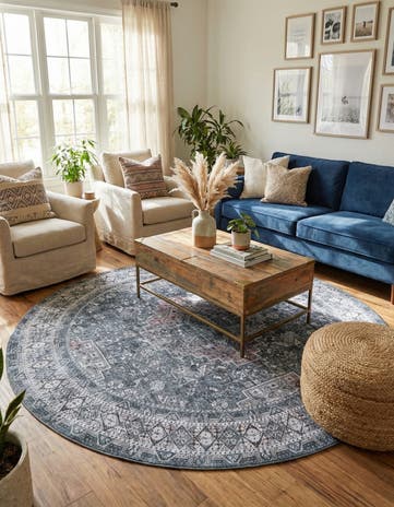 7' 10 x 7' 10 Washable Timeless Round Rug