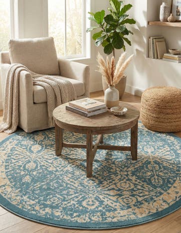 Teal Stockholm Round Rug
