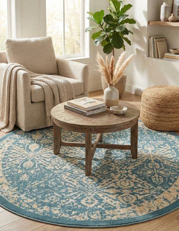 Teal Stockholm Round Rug