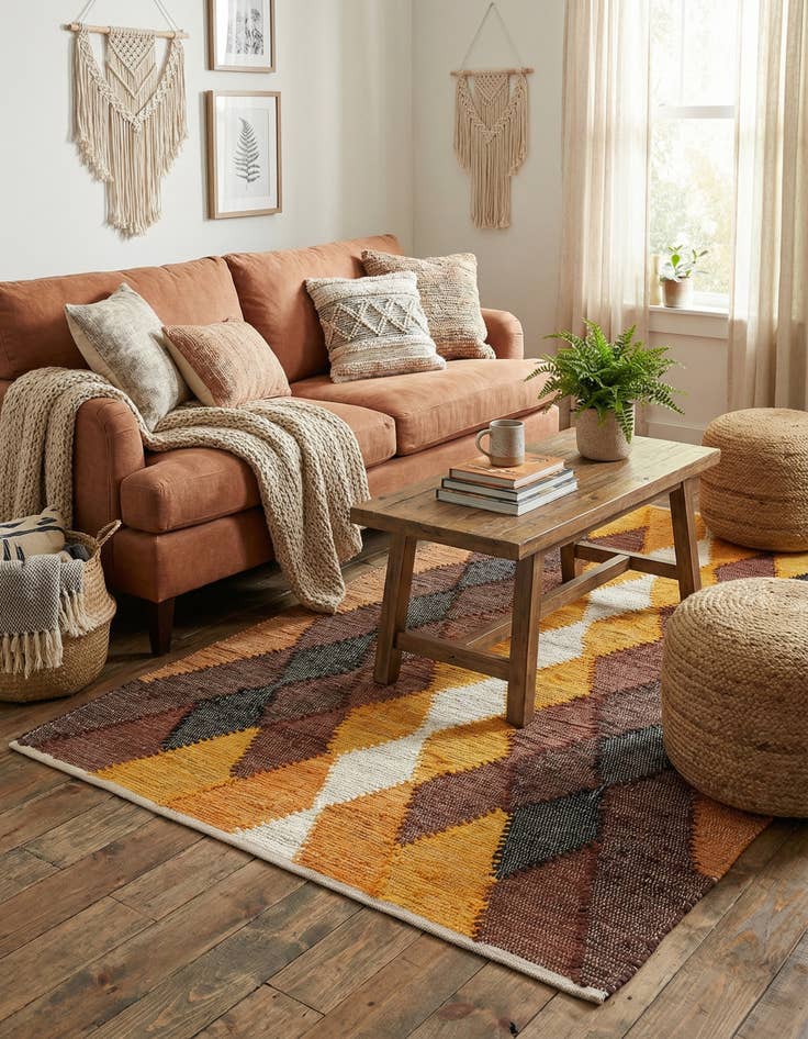 Detail image of 4' 1 x 6' 1  Hand Braided Chindi Cotton Rug