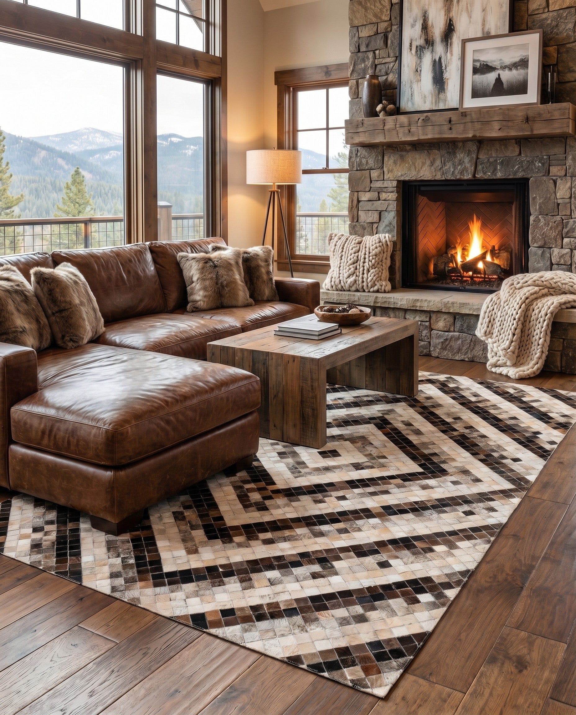 5' x 8' Cowhide Stocks Rug