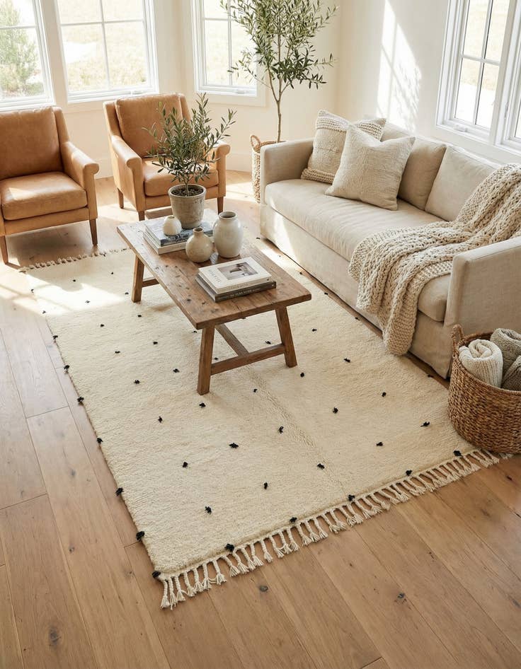 Detail image of  5' 2 x 8' 5  Hand Knotted Moroccan Wool Rug