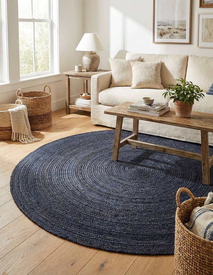 Detail image of 8' x 8'  Hand Braided Jute Round Rug