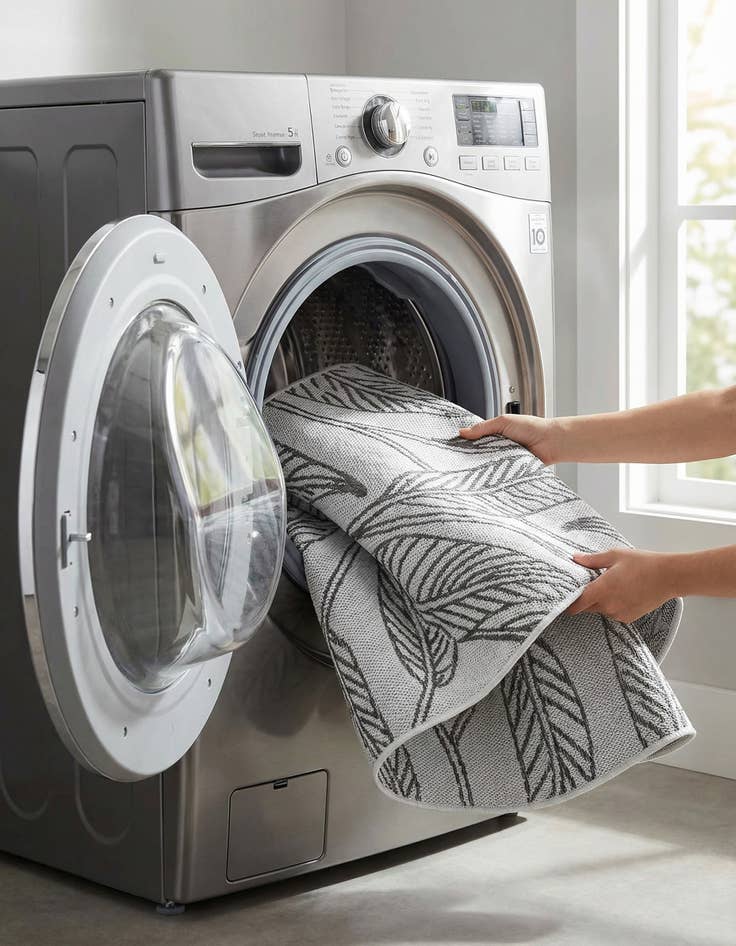 Detail image of  4' x 4'  Washable Botanical Indoor / Outdoor Round Rug