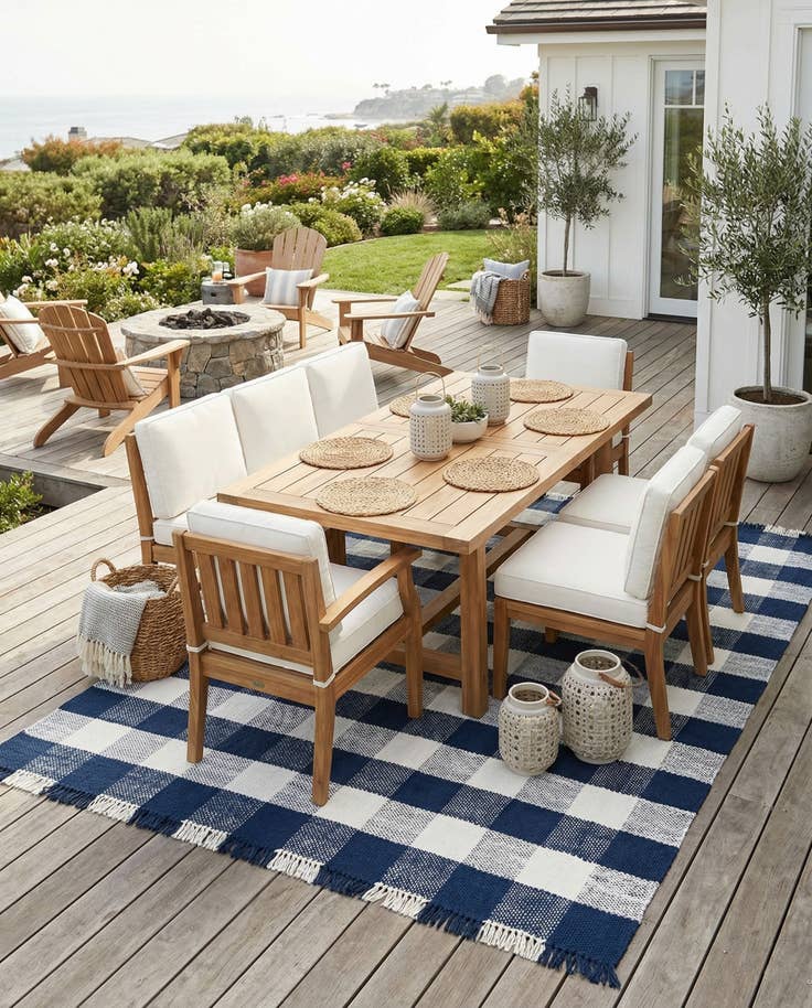 Detail image of 10' x 14' Easy-Clean Eco Plaid Washable Indoor / Outdoor Rug
