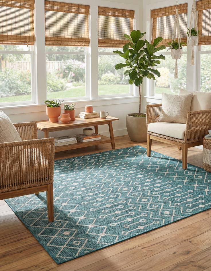 Detail image of 6' x 6'  Washable Trellis Indoor / Outdoor Square Rug