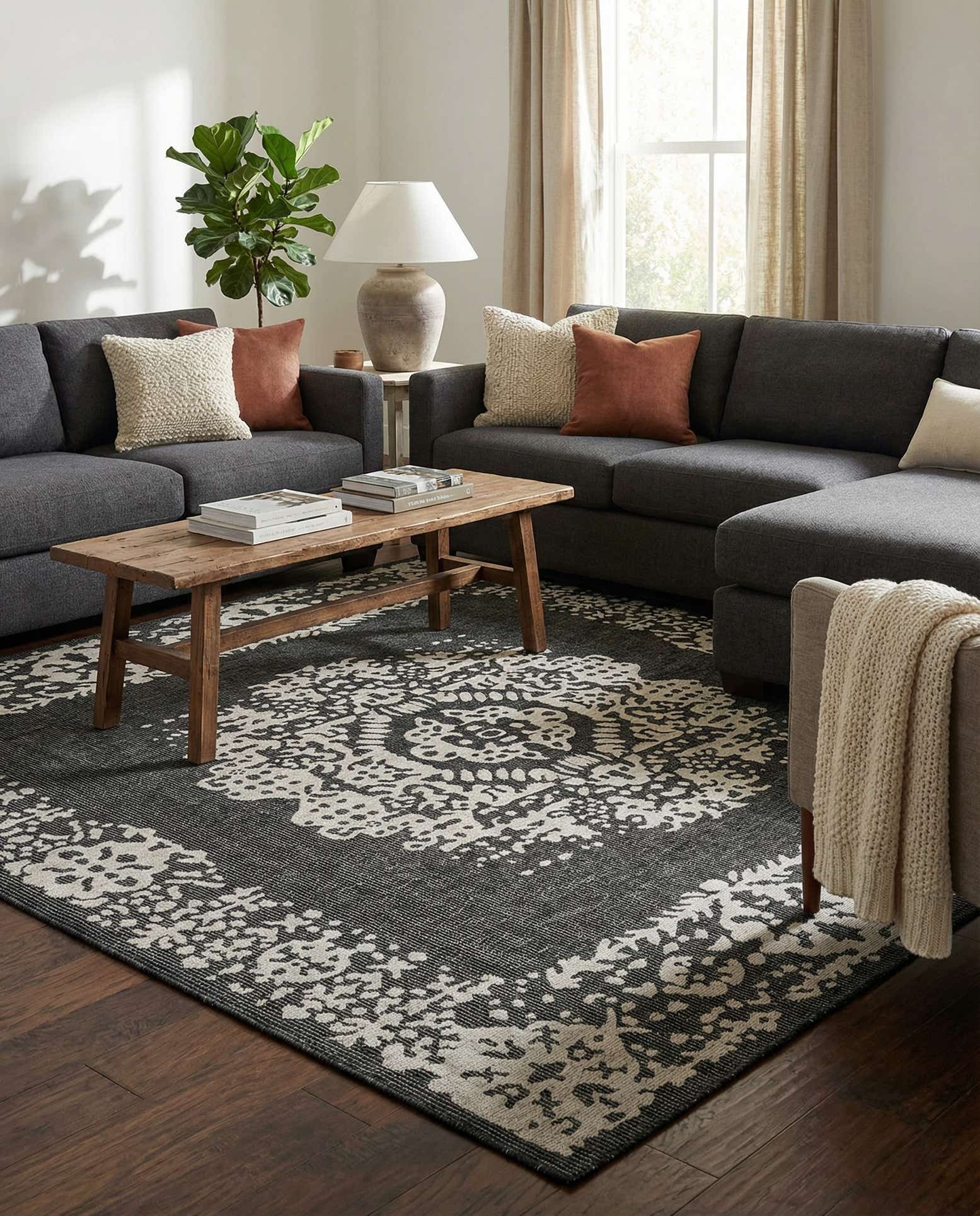 10' x 10' Easy-Clean Traditional Indoor / Outdoor Square Rug
