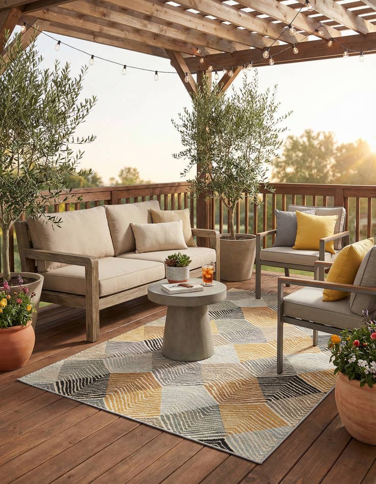 Detail image of 4' x 6' Easy-Clean Modern Indoor / Outdoor Rug