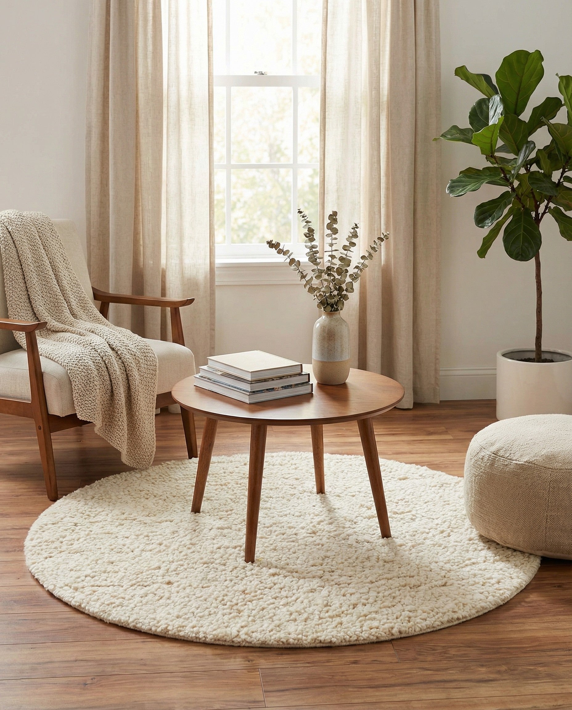  4' 1 x 4' 1  Hand Woven Haka Deluxe Shag Round Rug