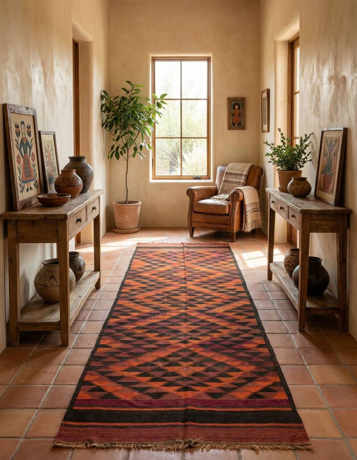 Detail image of 4' 5 x 12' 3  Hand Woven Kilim Fars Wool Runner Rug