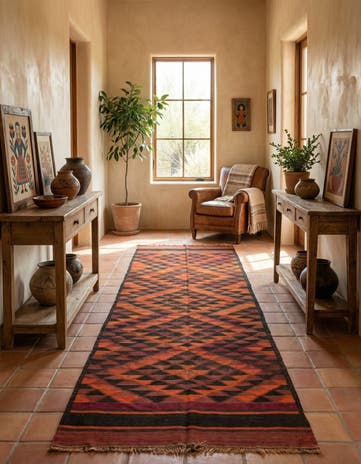 135cm x 375cm Handgewebt Kilim Fars Wolle Läufer Teppich