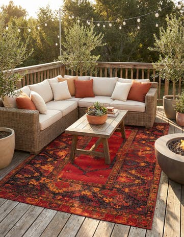 6' x 9' Easy-Clean Tribal Indoor / Outdoor Rug