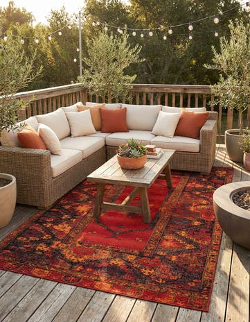 6' x 9' Easy-Clean Tribal Indoor / Outdoor Rug
