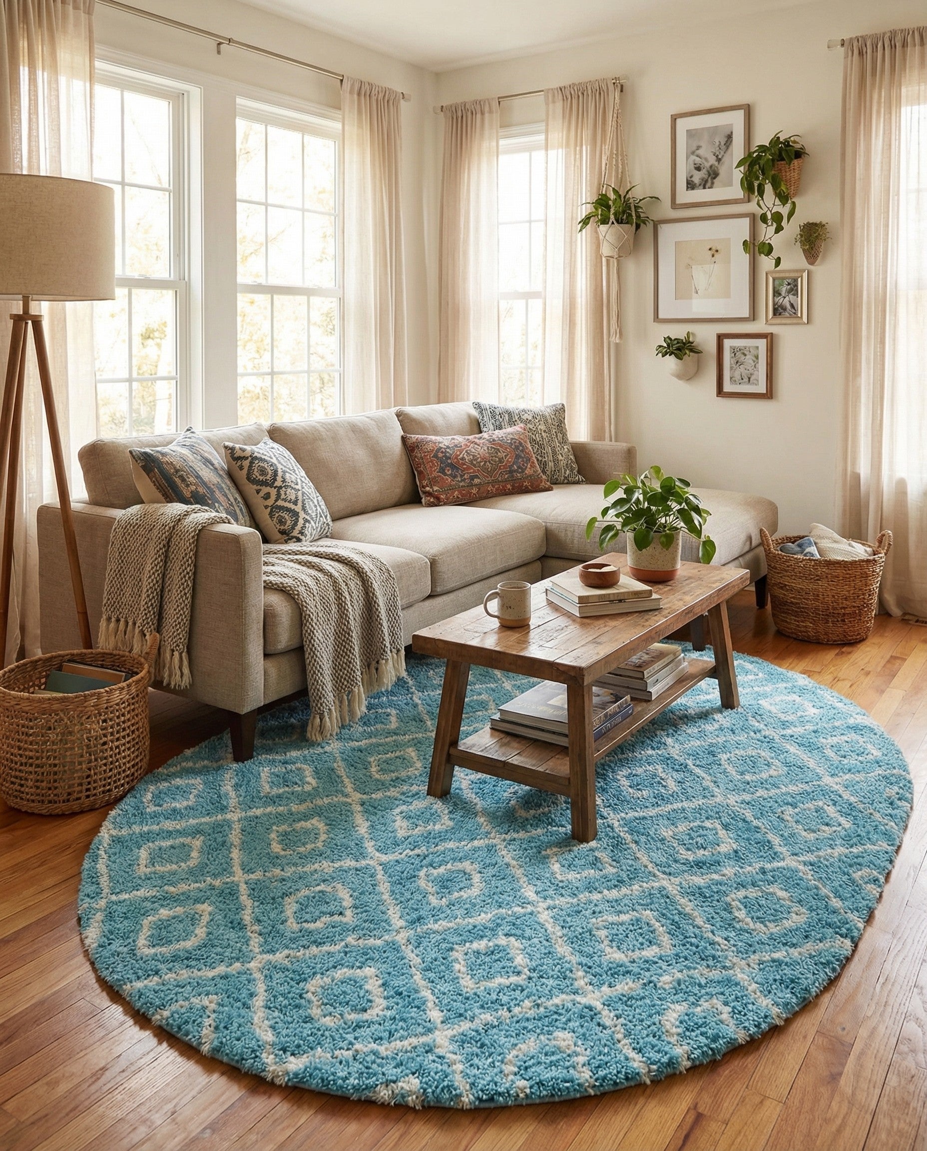  7' 10 x 10' Lattice Shag Oval Rug