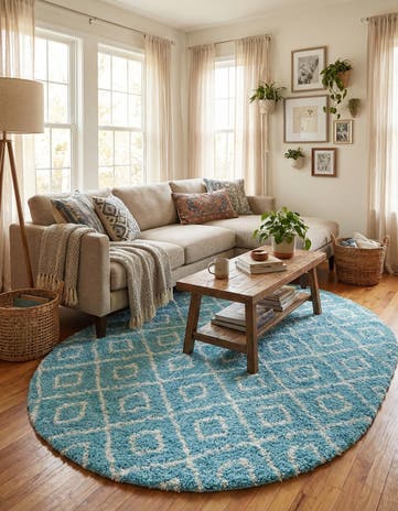7' 10 x 10' Lattice Shag Oval Rug