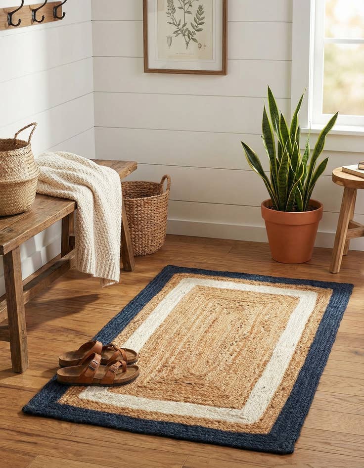 Detail image of 2' x 3' 1  Hand Braided Jute Rug