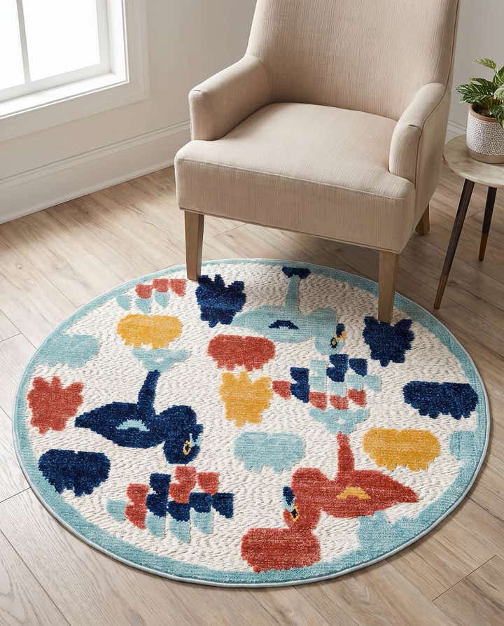 3' 3 x 3' 3 Easy-Clean Belize Indoor / Outdoor Round Rug
