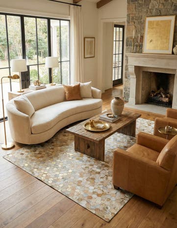 5' 2 x 8' Cowhide Leather Rug