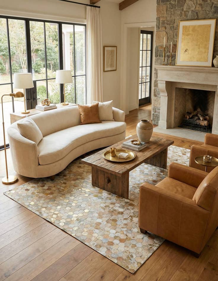 Detail image of 5' 2 x 8' Cowhide Leather Rug