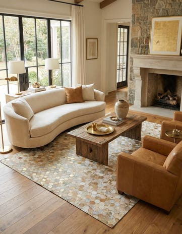 5' 2 x 8' Cowhide Leather Rug