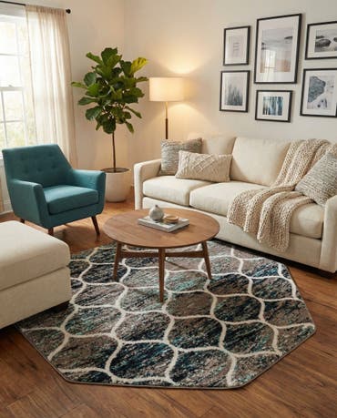  5' 3 x 5' 3 Lattice Frieze Octagon Rug