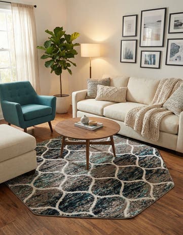 5' 3 x 5' 3 Lattice Frieze Octagon Rug
