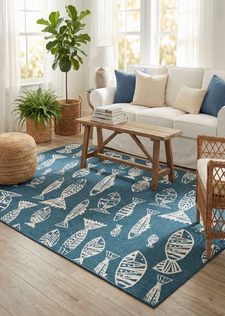 6' x 9' Easy-Clean Coastal Indoor / Outdoor Rug