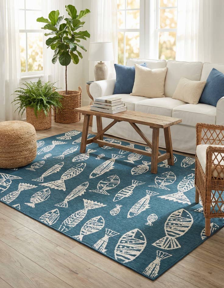 Detail image of  6' x 9'  Washable Coastal Indoor / Outdoor Rug