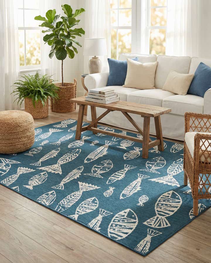 6' x 9' Easy-Clean Coastal Indoor / Outdoor Rug