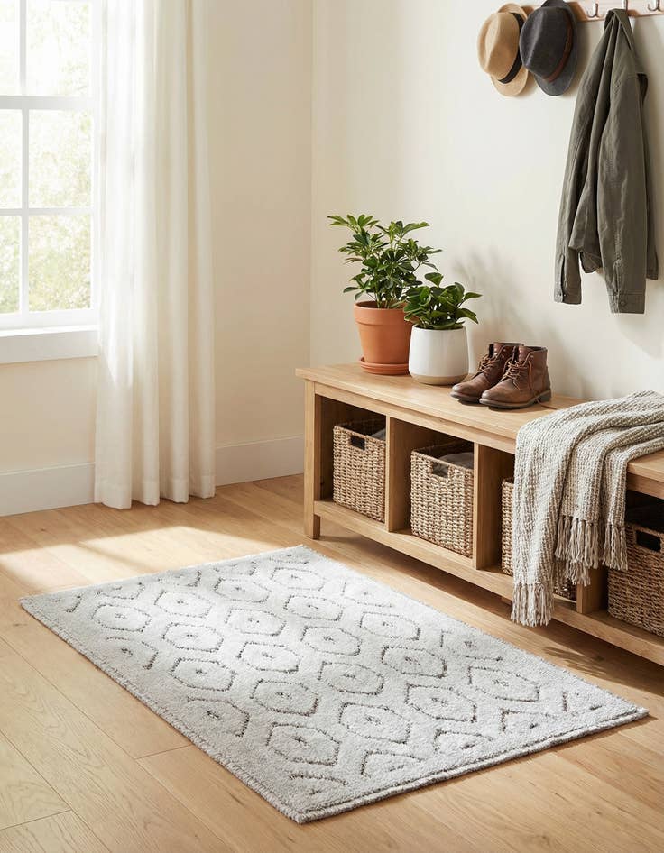Detail image of 2' x 3'  Washable Trellis Textured Indoor / Outdoor Rug