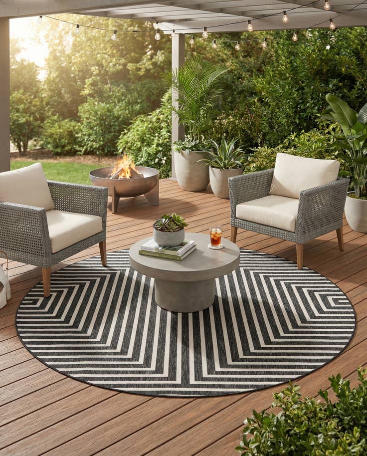 Detail image of 10' x 10' Easy-Clean Modern Indoor / Outdoor Round Rug