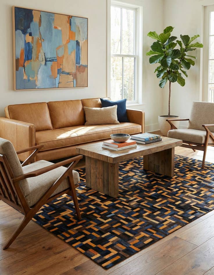 Detail image of  5' x 7' 11 Cowhide - Patchwork Rug