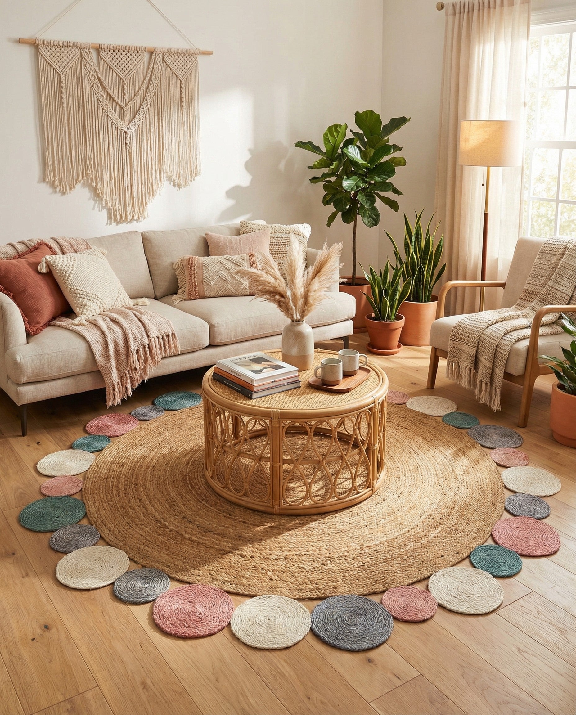  7' 10 x 7' 10  Hand Braided Jute Round Rug