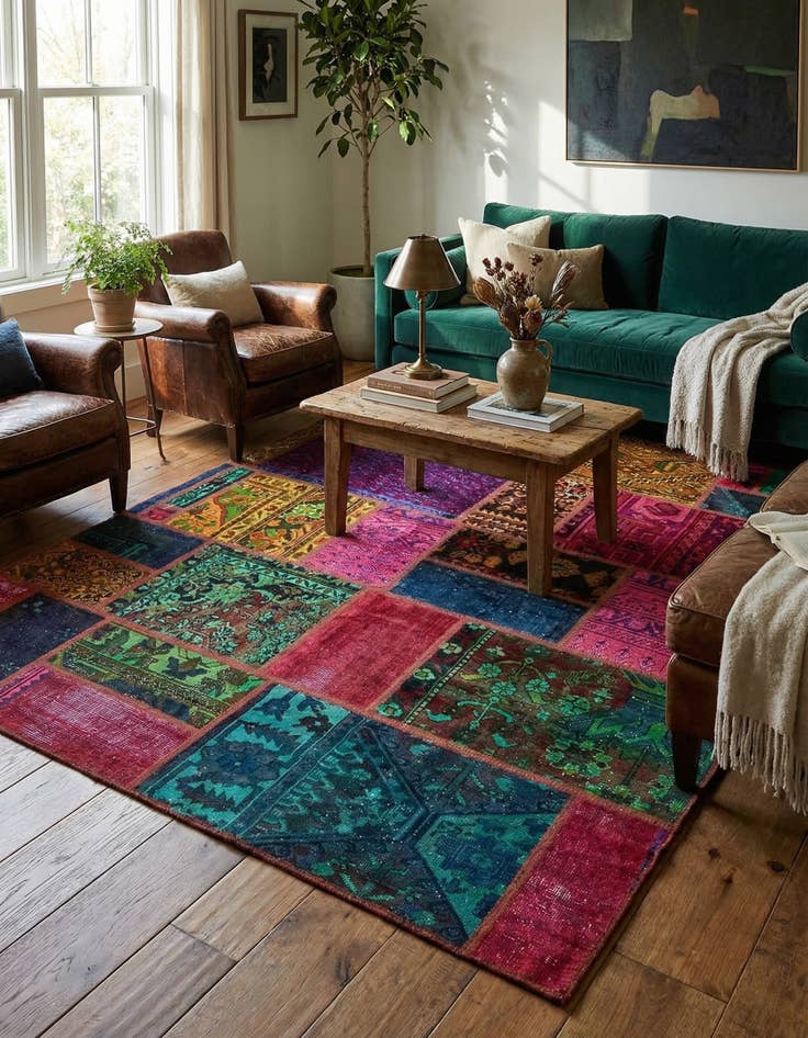 Detail image of  6' x 7' 6  Hand Knotted Ultra Vintage Persian Wool Rug