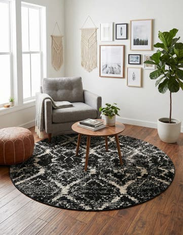 Black Tucson Round Rug