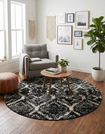 Black Tucson Round Rug