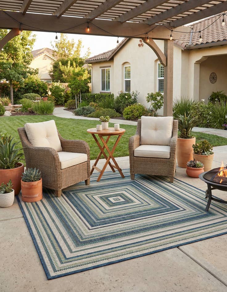 Detail image of 6' x 6'  Washable Baja Indoor / Outdoor Square Rug