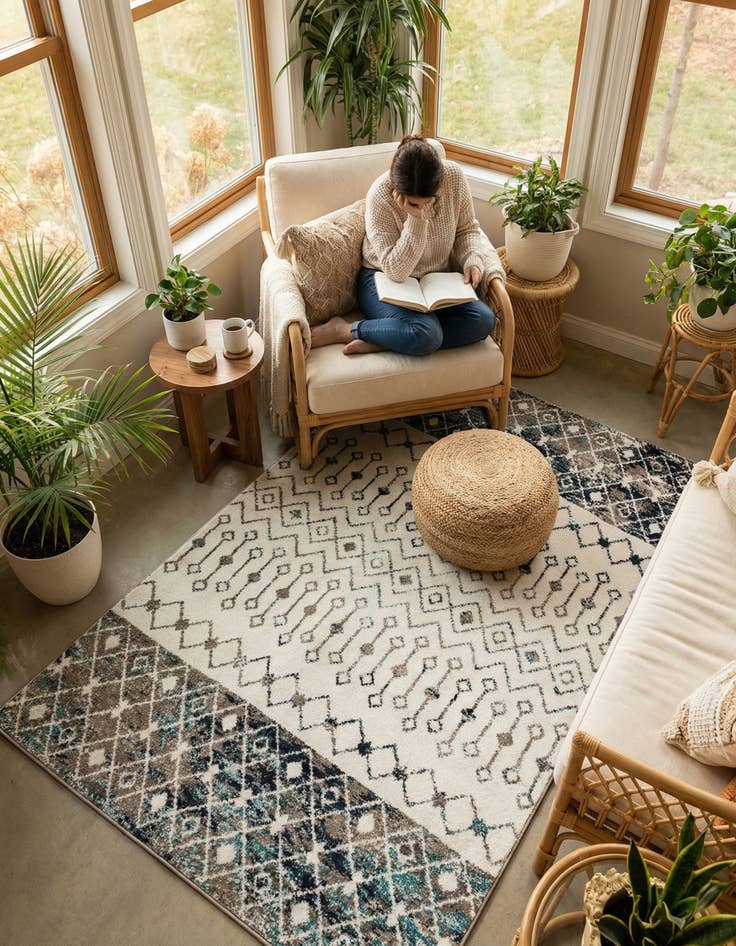 Detail image of 5' 3 x 8' Moroccan Trellis Rug