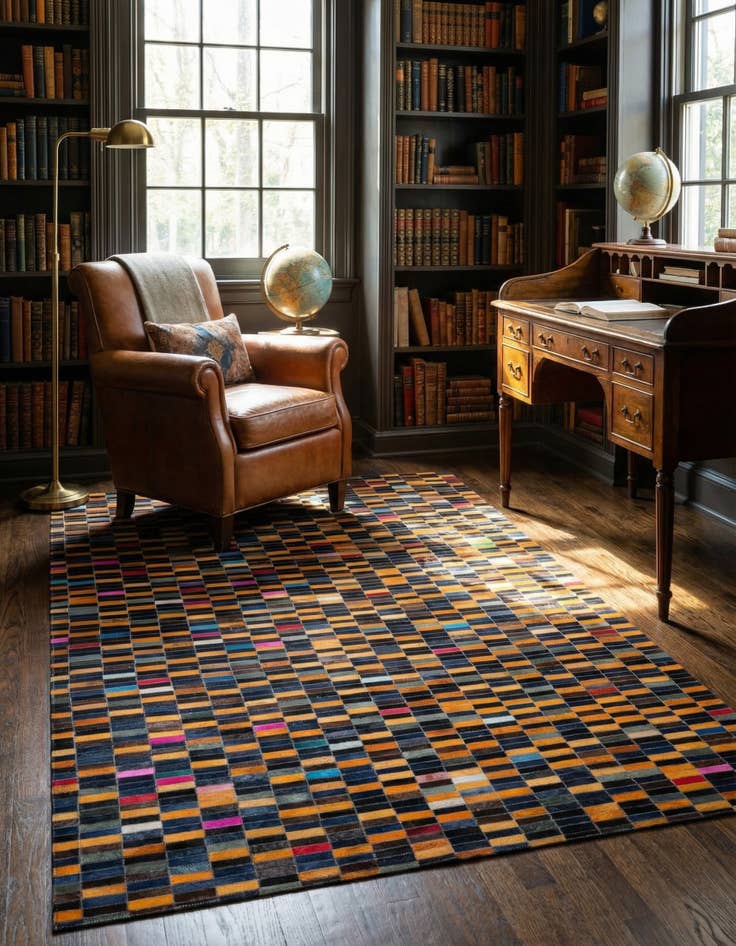 Detail image of  5' 1 x 8' Cowhide - Patchwork Rug