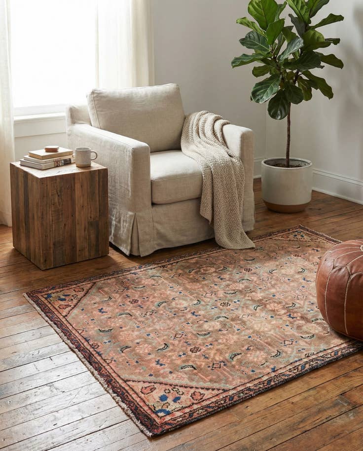 Detail image of 3' 1 x 4' 9 Hand Knotted Ultra Vintage Persian Wool Rug