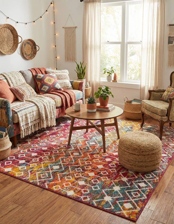 Detail image of  7' 10 x 7' 10 Moroccan Trellis Square Rug