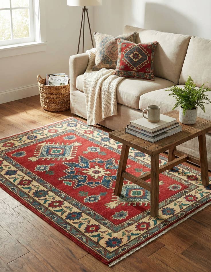 Detail image of 3' 5 x 4' 10  Hand Knotted Kazak Rug