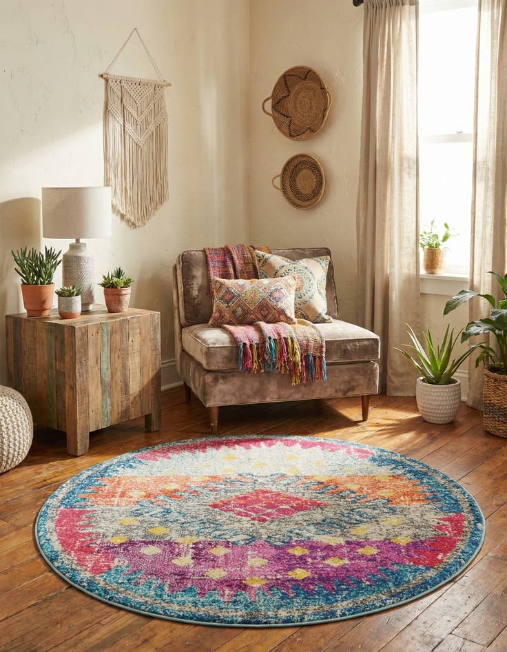 Detail image of  4' x 4'  Washable Carnevale Round Rug