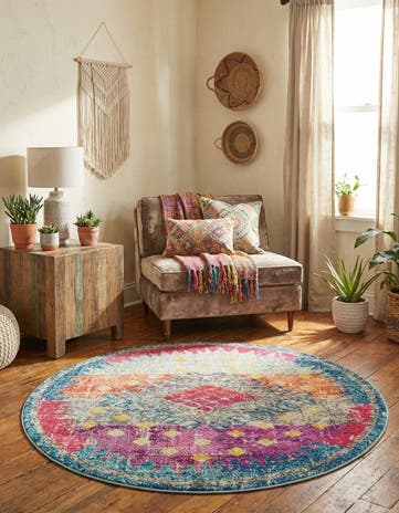 Washable Carnevale Round Rug