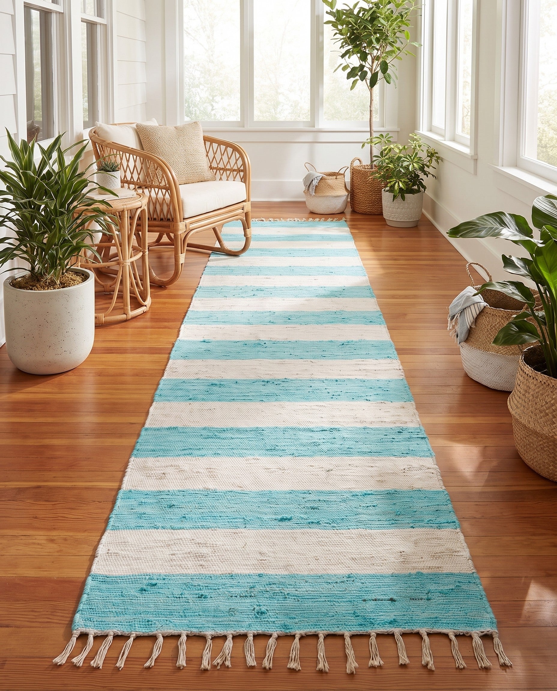 2' 7 x 12' Hand Woven Chindi Rag Runner Rug